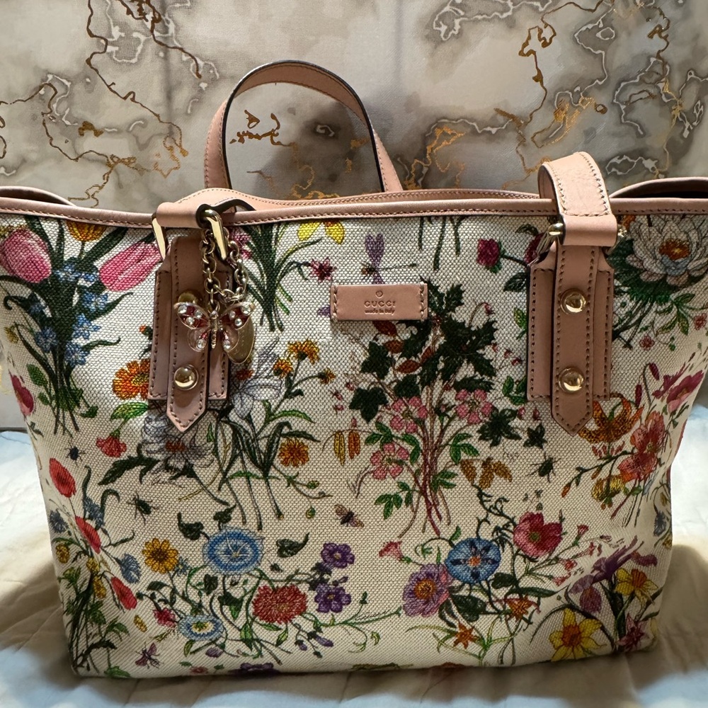 Gucci Canvas Flora Floral Jolicoeur Tote